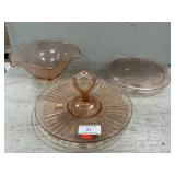 (3) Pink Glassware Pieces