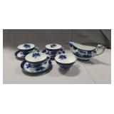 Tray Of Assorted Vintage Flow Blue Dishware