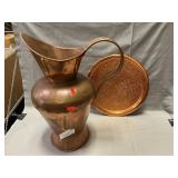 Large Copper Pitcher & Tray