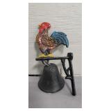 Cast Iron Rooster Wall Mount Bell (6" Tall)