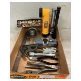 Tray Lot Of Assorted Tools, Flashlights