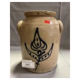Blue Decorated Stoneware Crock