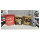 (4) Vintage Metal Cans/Tins (Review Photos)