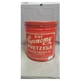 (1) Vintage "Economy Pretzels" Metal Can