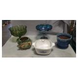 Tray Of Assorted Items, Carnival Glass Compote,