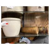 Handled Stoneware Crock & Redware