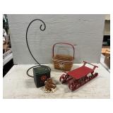 Longaberger Basket, Metal Sled, Ornament Hanger