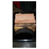 Box Of Assorted Vintage Records & Plastic Storage