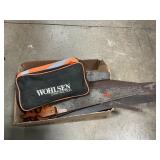 Box Lot With Vintage Handsaws, Auto Emergency Kit