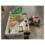 Box Lot Of Christmas Decor, Craftng Supplies
