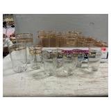 Tray Lot Of Libbey Gold Trimmed Glasses