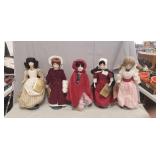 (5) Franklin Heirloom Collector Dolls w/ Boxes