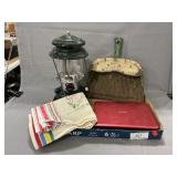 Tray With Coleman Lantern, Sony Portable