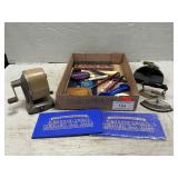 Tray Lot With Advertisng Items, Straight Razors