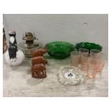 Colored Glassware, Carved Wooden Animals