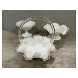 (3) Fenton-Style Silver Crest Pieces