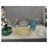 Cambridge Glass Candleholders, Heisey Plate & Dish