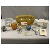 Lot With Asst. Glassware, Clock, Elgin Watch