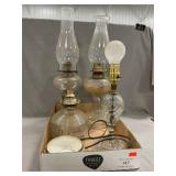 Lot With Oil Lamps, Glass Lamp Base