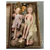 Vintage Suitcase With Collection Of Dolls