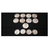 (9) 1964 Silver Kennedy Half Dollar Coins & (4)