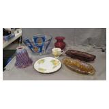 Tray Lot Of Assorted Items Including Fenton Glass
