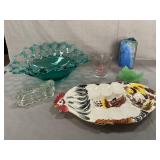 Lot With Open Lace Console Bowl, Ceramic Deviled