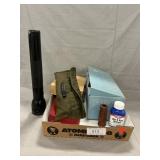 Lot With Maglite, Tools, Gun Cleaning Supplies &