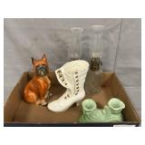 Ceramic Boxer, Boot, Pottery Candleholders