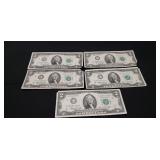 (5) Two Dollar Bills