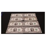 (8) Two Dollar Bills