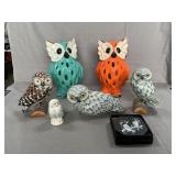 Lot Of (1) Goebel, Ceramic & Wooden Owls