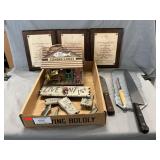 Lot With Cabin Birdhouse, Knives