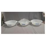 (3) Fire-King Casserole Dishes w/ (1) Glass Lid