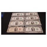(8) Two Dollar Bills