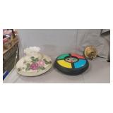 Glass Lamp Shade, Simon Game & Brass Candle