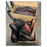 Box Lot With Menï¿½s Shoes, Belts, Hats
