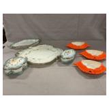 Victorian Milk Glass Dresser Set, Lobster Butter