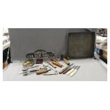 Metal Tray Of Assorted Vintage Items (Review