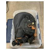 Tote With Binolux Binoculars, Gun & Guitar Cases,