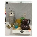 Lot With Assorted Colored Glass, Milk Bottle