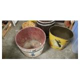 (1) Vintage Metal Trash Can, (2) Decorative