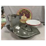 Antique Graniteware Bedpan & Coffeepot, Enamel
