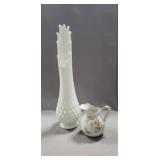 Vintage Fenton Hobnail Milk Glass Swung Vase