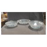 (3) Assorted Vintage Glasbake Blue Thistle