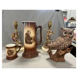Hummel Lamp Bases, Ceramic Monk Pitcher & Mug