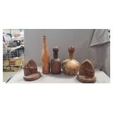 Set Of Bookends & (3) Decanters