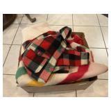 Box Lot With Wool Blankets, Coat,  Work Shirt