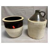 2-Tone Stoneware Crock & Jug