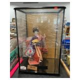 Japanese Geisha Doll In Display Case
